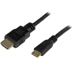 1ft (30cm) Mini HDMI to HDMI Cable with Ethernet - 4K 30Hz High Speed Mini HDMI to HDMI Adapter Cable - Mini HDMI Type-C Device to HDMI