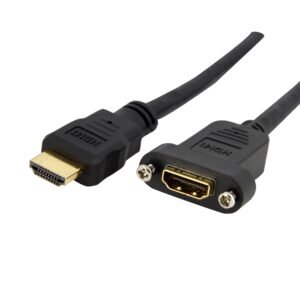 3ft (91cm) HDMI Female to Male Adapter, 4K High Speed Panel Mount HDMI Cable, 4K 30Hz UHD HDMI, 10.2 Gbps Bandwdith, 4K HDMI Female to HDMI