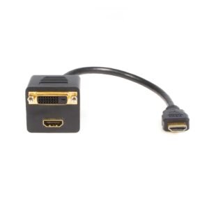 1ft (30cm) HDMI Splitter Cable, HDMI Male to DVI-D Female Adapter, Full HD 1920x1200p 60Hz, 28AWG, Gold Plated Connectors, HDMI Male to DVI