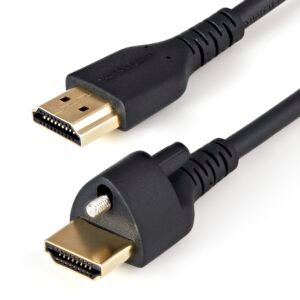 3ft (1m) Slim HDMI Cable with Locking Screw,4K 60Hz HDR, High Speed HDMI 2.0 Monitor Cable with Locking Screw Connector for Secure