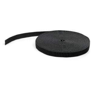 50ft (15.2m) Hook and Loop Roll, Black, Cut-to-Size Reusable Cable Ties, Bulk Industrial Wire Fastener Tape, Adjustable Fabric Wraps
