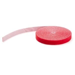 50ft (15.2m) Hook and Loop Roll, Red, Cut-to-Size Reusable Cable Ties, Bulk Industrial Wire Fastener Tape, Adjustable Fabric Wraps
