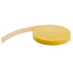 50ft (15.2m) Hook and Loop Roll, Yellow, Cut-to-Size Reusable Cable Ties, Bulk Industrial Wire Fastener Tape, Adjustable Fabric Wraps