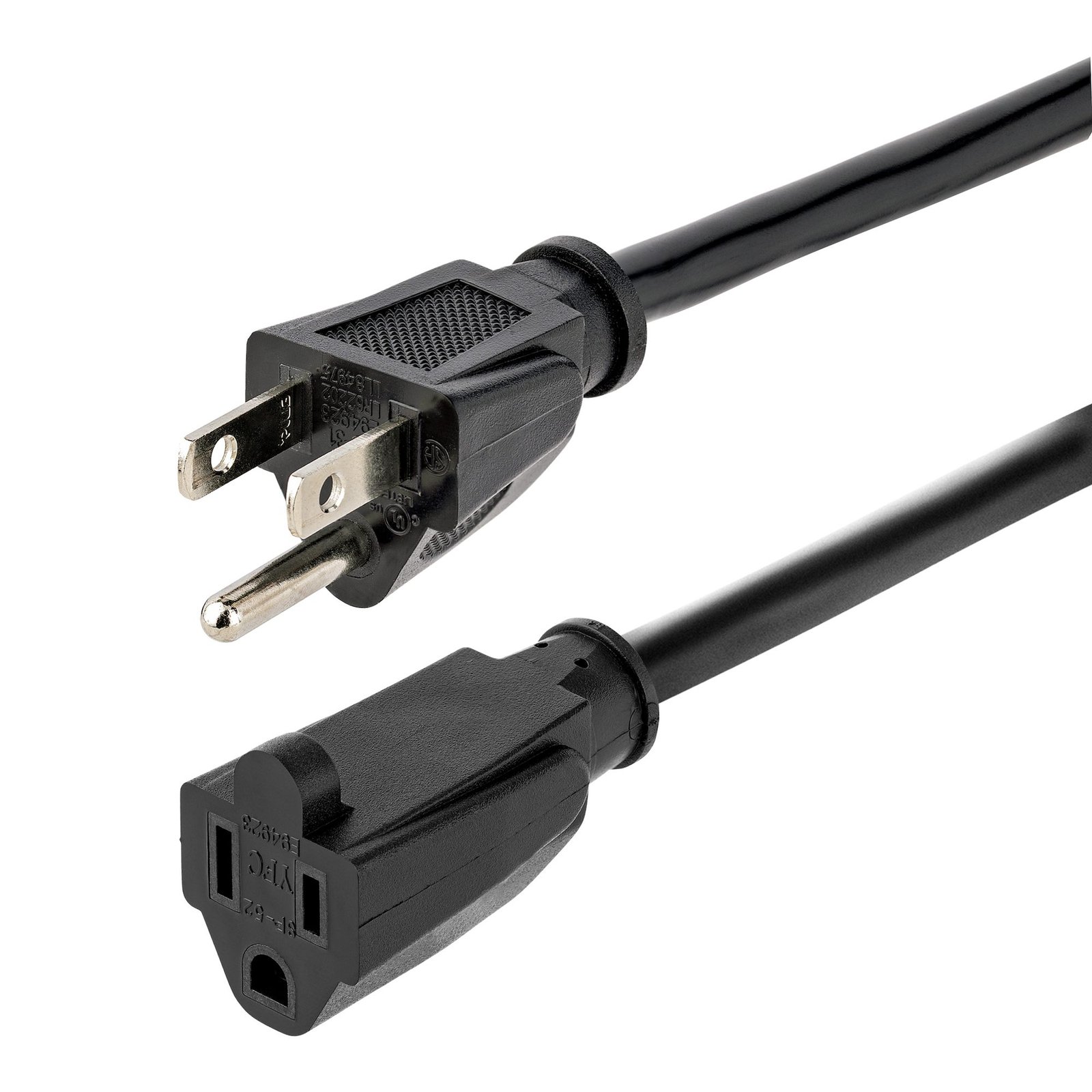 15ft (4.5m) Heavy Duty Extension Cord, NEMA 5-15R to NEMA 5-15P Black Extension Cord, 15A 125V, 14AWG, Heavy Gauge Extension Power Cable