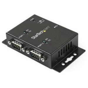 2 Port Industrial Wall Mountable USB to Serial Adapter Hub with DIN Rail Clips - TAA