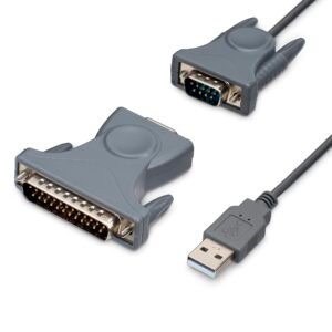 3ft (91cm) 1-Port USB to Serial Cable, DB9/DB25 RS232 to USB Converter, Prolific, USB to Serial Adapter
