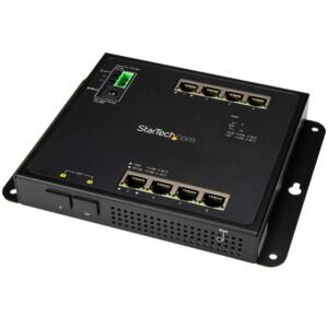 Industrial 8 Port Gigabit Ethernet Switch w/2 MSA SFP Slots - Hardened GbE L2 Managed Network Switch - Rugged RJ45 LAN Layer 2 Switch Din
