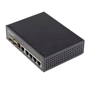 Industrial 6 Port Gigabit Ethernet Switch 4 PoE RJ45 +2 SFP Slots 30W PoE+ 48VDC 10/100/1000 Power Over Ethernet LAN Switch -40C to 75C
