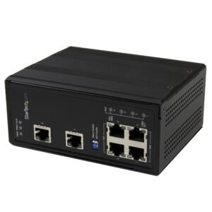 6 Port Unmanaged Industrial Gigabit Ethernet Switch w/ 4 PoE+ Ports and Voltage Regulation - DIN Rail / Wall-Mountable
