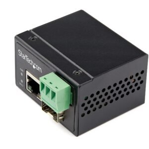 Industrial Fiber to Ethernet Media Converter - 100Mbps SFP to RJ45/Cat6 - Singlemode/Multimode Optical Fiber to Copper Network - 12-56V DC