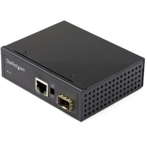 Industrial Fiber to Ethernet Media Converter - 10/100/1000 Mbps SFP to RJ45/Cat6 - Singlemode/Multimode Optical Fiber to Copper Gigabit