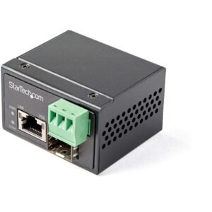 PoE+ Industrial Fiber to Ethernet Media Converter 30W - SFP to RJ45 - Singlemode/Multimode Fiber to Copper Gigabit Ethernet - Mini/Compact