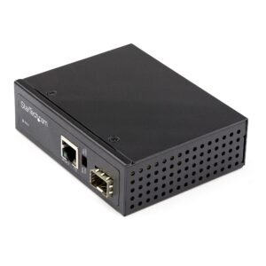 PoE+ Industrial Fiber to Ethernet Media Converter 60W - SFP to RJ45 - Singlemode/Multimode Fiber to Copper Gigabit Ethernet - Compact Size