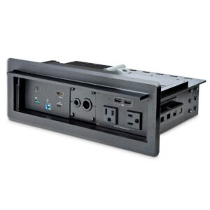 Conference Room Docking Station with Power and Charging; Table Connectivity Box, Universal USB-C Laptop Dock, 60W PD, 4K HDMI, USB Hub