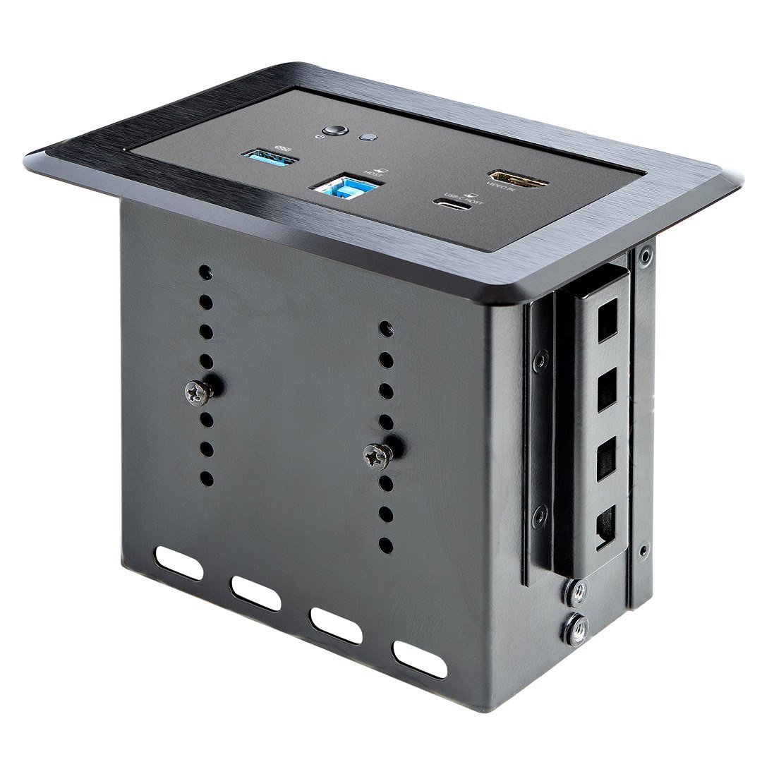 Conference Room Docking Station - Universal Laptop Dock - 4K HDMI, 60W Power Delivery, USB Hub, GbE, Audio - In-Table Connectivity Box For