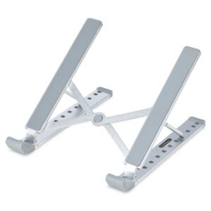 Foldable Laptop Riser Stand, Portable Height Adjustable Ergonomic Laptop Stand, Ventilated Aluminum Frame Supports 22lb (10Kg)