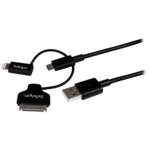 1 m (3 ft.) 3 in 1 Charging Cable - Multi USB to Lightning or 30-pin Dock or Micro-USB for iPhone / iPad / iPod / Android - Apple MFi