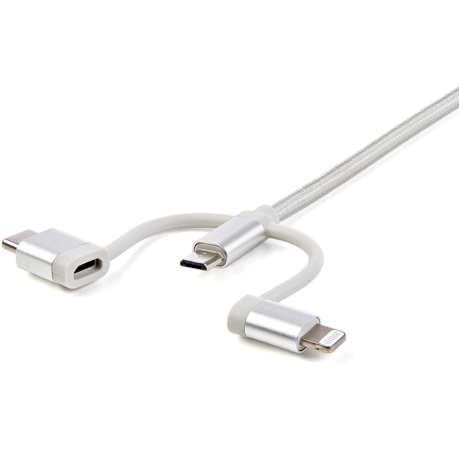 1 m (3 ft.) USB Multi Charging Cable - USB to Micro-USB or USB-C or Lightning for iPhone / iPad / iPod / Android - Apple MFi Certified - 3 in 1 USB Charger - Braided - Image 2