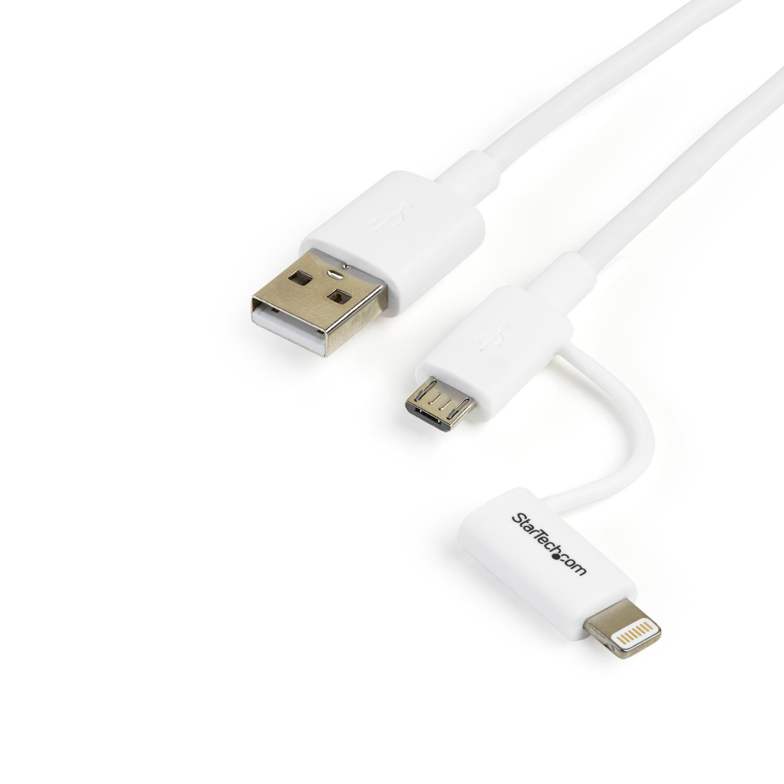 1 m (3 ft.) 2 in 1 Charging Cable - USB to Lightning or Micro-USB for iPhone / iPad / iPod / Android - Apple MFi Certified - Multi Phone