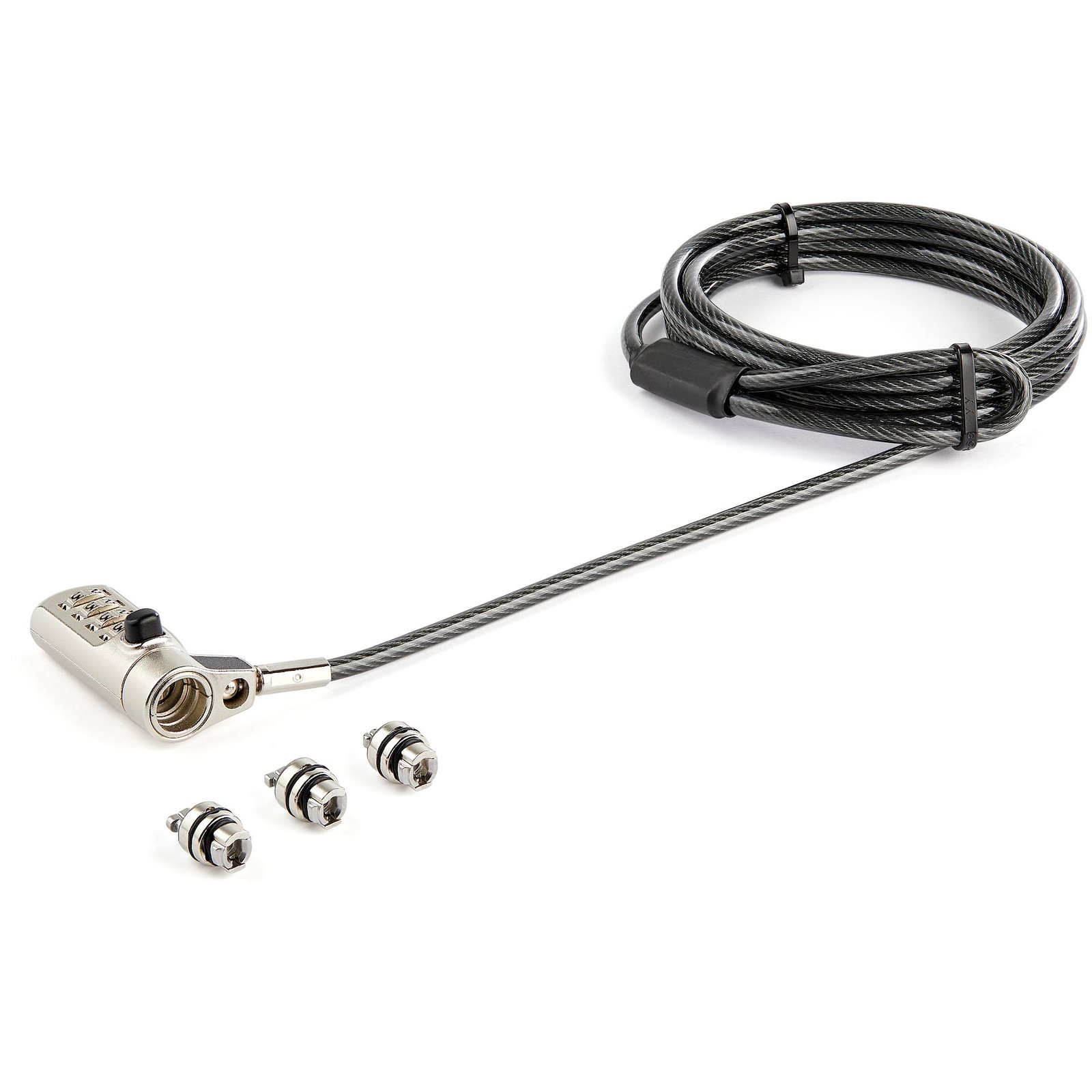 6.6ft (2m) 3-in-1 Universal Laptop Cable Lock - 4-Digit Combination Laptop/Desktop Security Cable Lock Compatible w/ K-Slot, Nano & Wedge