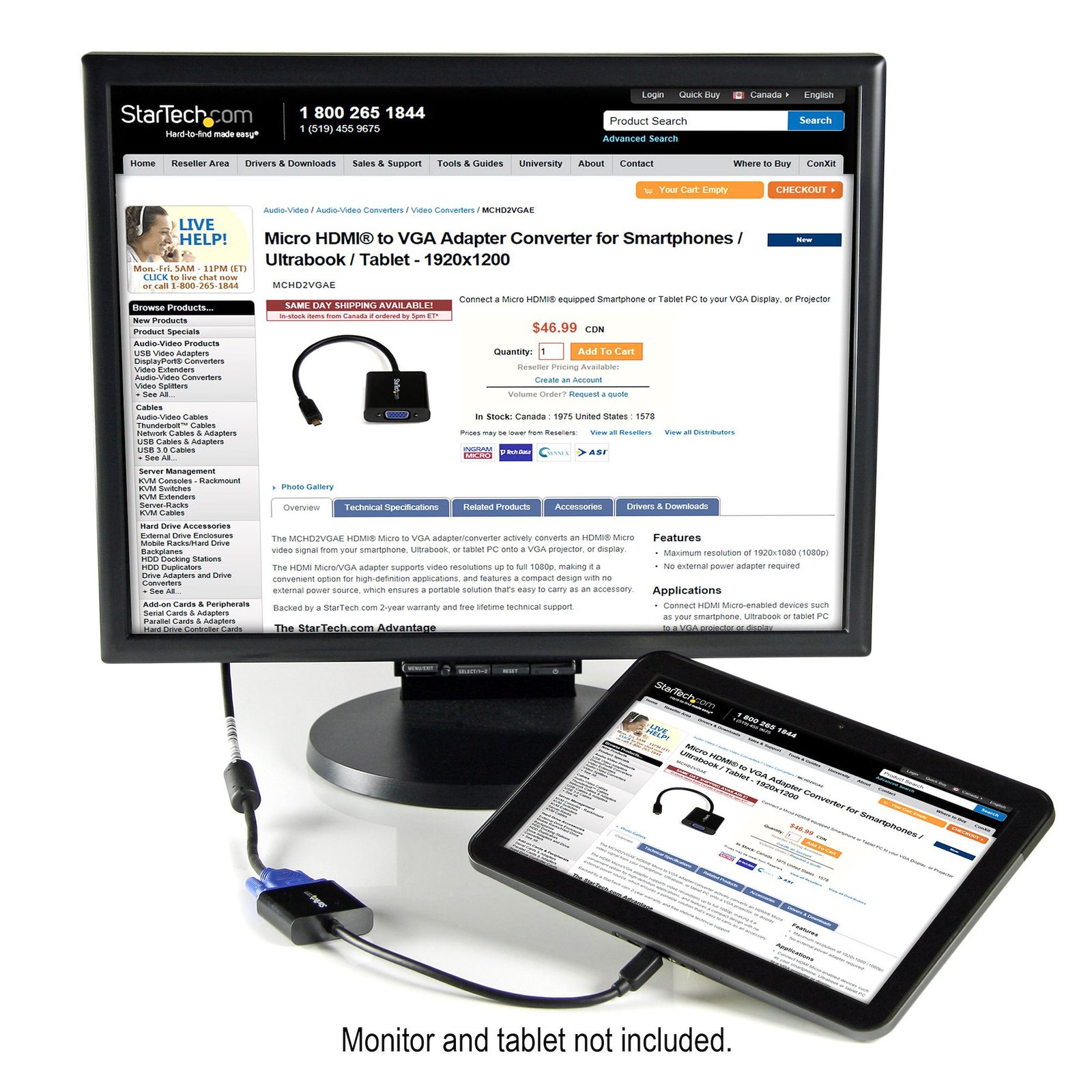Micro HDMI to VGA Adapter Converter for Smartphones / Ultrabook / Tablet - 1920x1080 - Image 5