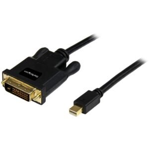 10ft (3m) Mini DisplayPort to DVI Cable - Mini DP to DVI Adapter Cable - 1080p Video - Passive mDP 1.2 to DVI-D Single Link - mDP or