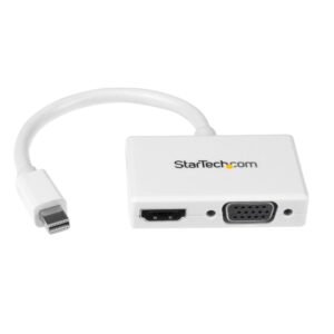 Travel A/V Adapter: 2-in-1 Mini DisplayPort to HDMI or VGA Converter - White