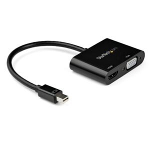 Mini DisplayPort to HDMI VGA Adapter - mDP 1.2 HBR2 to HDMI 2.0 (4K 60Hz) or VGA 1080p Video Converter Dongle - Mini DP to HDMI or VGA