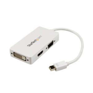 Travel A/V Adapter: 3-in-1 Mini DisplayPort to VGA DVI or HDMI Converter - White