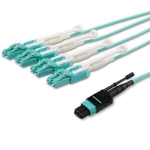 2m (6ft) MTP(F)/PC to 4x LC/PC Duplex Breakout OM3 Multimode Fiber Optic Cable, OFNP Plenum, 40G Networks, Low Insertion Loss - Fiber