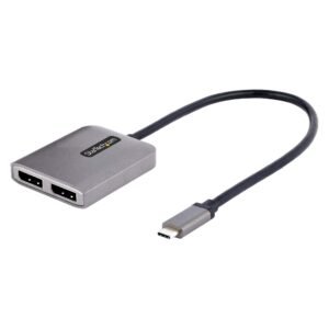 USB-C to Dual DisplayPort 1.4 Adapter, USB Type-C Multi-Monitor MST Hub, Dual 5K 60Hz DP Laptop Display Extender / Splitter, HDR