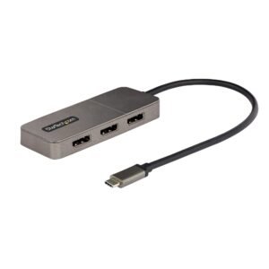 3-Port USB-C Multi-Monitor Adapter, USB Type-C to 3x DisplayPort 1.4 MST Hub, Triple 4K 60Hz DP Laptop Display Extender / Splitter, HDR