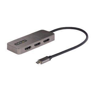 3-Port USB-C Multi-Monitor Adapter, USB Type-C to 3x HDMI MST Hub, Triple 4K 60Hz HDMI Laptop Display Extender / Splitter, HDR, Extra-Long