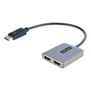 DP to Dual HDMI MST HUB - Dual HDMI 4K 60Hz - DisplayPort Multi Monitor Adapter with 1ft / 30cm cable - DP 1.4 Multi Stream Transport Hub