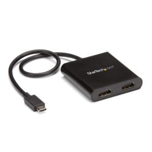 USB-C to Dual HDMI Adapter, USB Type-C Multi-Monitor MST Hub, Dual 4K 30Hz HDMI Laptop Display Extender / Splitter, HDR, Extra-Long