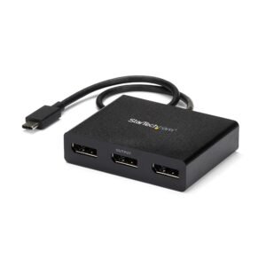 3-Port USB-C Multi-Monitor Adapter, USB Type-C to 3x DisplayPort 1.2 MST Hub, Triple 1080p 30Hz DP Laptop Display Extender / Splitter