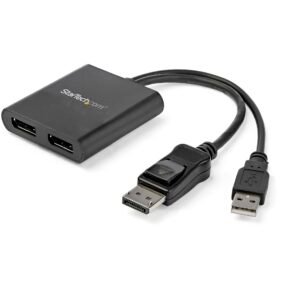 Dual-Monitor DisplayPort 1.2 Splitter, DisplayPort to 2x DP Multi-Monitor Adapter, Dual 4K 30Hz or 1080p 60Hz Computer MST Hub, USB