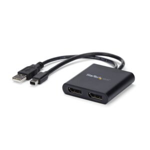 2-Port Multi Monitor Adapter - Mini DisplayPort to 2x DisplayPort MST Hub - Dual 4K 30Hz - Video Splitter for Extended Desktop Mode on