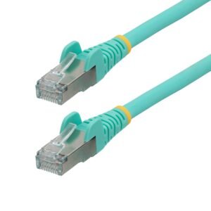 10ft CAT6a Ethernet Cable - Aqua - Low Smoke Zero Halogen (LSZH) - 10GbE 500MHz 100W PoE++ Snagless RJ-45 w/Strain Reliefs S/FTP Network