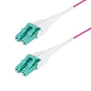 10m (33ft) LC to LC (UPC) OM4 Multimode Fiber Optic Cable, Erika Violet, 50/125µm, 40G/100G, LOMMF/VCSEL, Uniboot Fiber Jumper Cord, OFNR