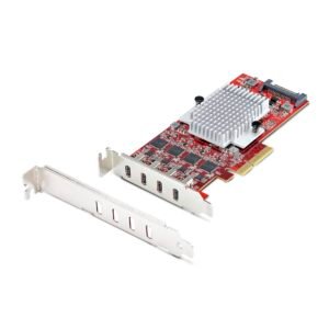 4-Port USB Type-C PCIe Card, USB 3.2 10Gbps, USB-C PCI Express Expansion Card, 4x Independent USB Controllers, Windows/Linux/macOS