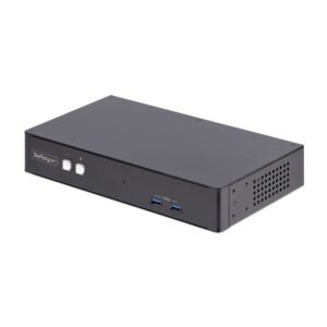 2-Port Dual-Monitor DisplayPort KVM Switch, RS232 Serial Control, 4K 60Hz, 2x USB 5Gbps Hub Ports, 2x USB 2.0 HID Ports, Hotkey/Pushbutton