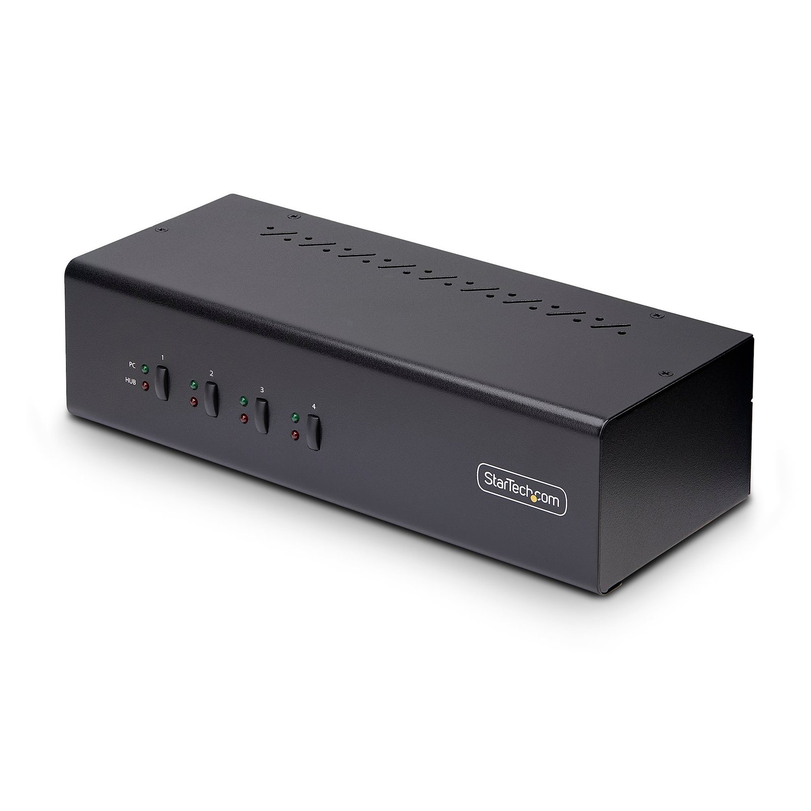4-Port Dual-Monitor DisplayPort KVM Switch, 4K 60Hz, 2x USB 5Gbps Hub Ports, 2x USB 2.0 HID Ports, Hotkey and Push-Button Switching, TAA