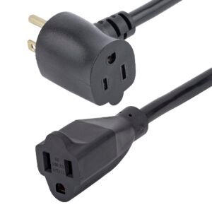 3ft (1m) Piggyback Power Extension Cord - NEMA 5-15P to 2x NEMA 5-15R, 16 AWG, 125V/15A - UL Certified - 1 to 2 Outlet Saver Extension Cord
