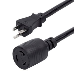 1ft (30cm) Heavy Duty Extension Cord, NEMA L5-20R to NEMA 5-20P Black Extension Cord, 20A 125V, 12AWG, Heavy Gauge Power Extension Cable
