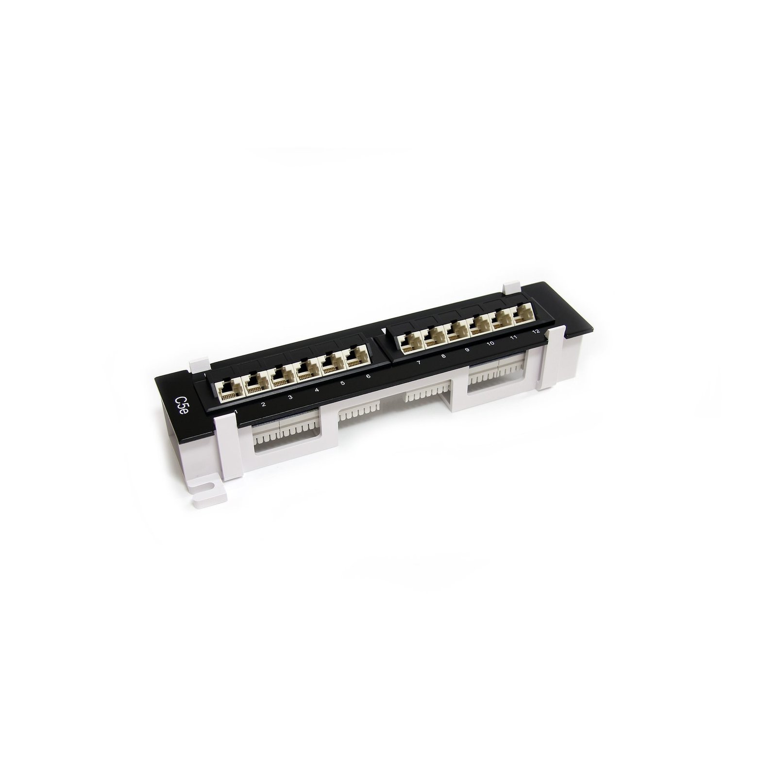 1U 12 Port Wall Mount Cat5e 110 Patch Panel - 45 Degree