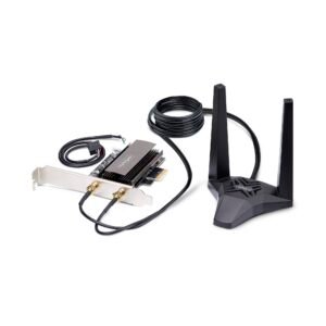 Wi-Fi 6E PCIe Network Card with Bluetooth 5.3, Magnetic Antenna Base with 3.6ft Cables, Tri-Band 802.11ax, AX5400 WiFi NIC, Windows/Linux