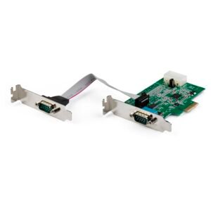 2-port PCI Express RS232 Serial Adapter Card - PCIe RS232 Serial Host Controller Card - PCIe to Serial DB9 - 16950 UART - Low Profile