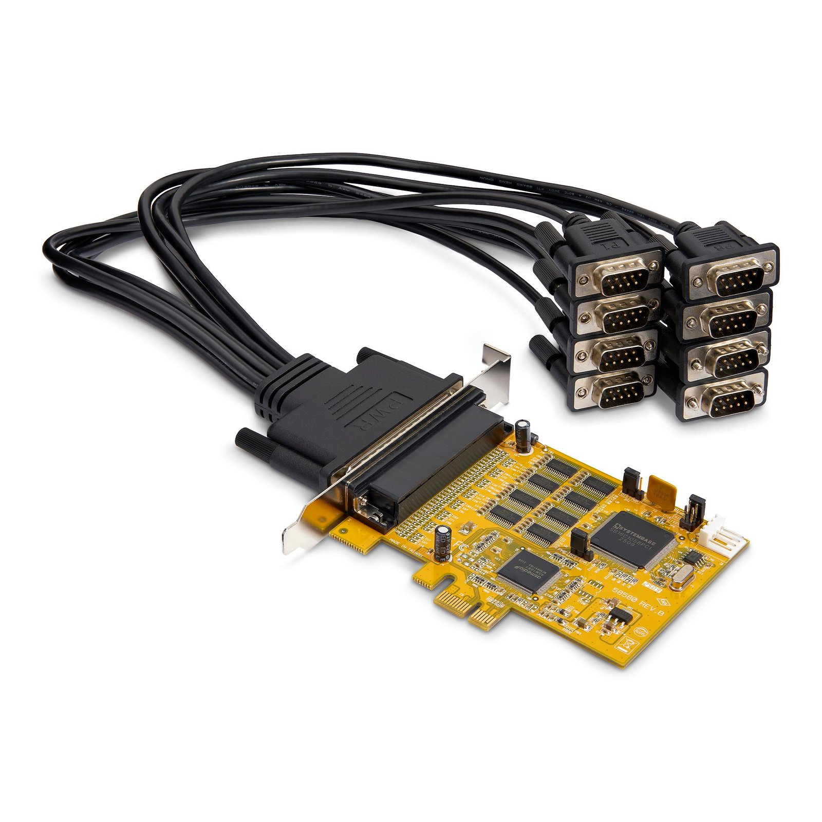 8-Port PCI Express RS232 Serial Adapter Card, PCIe RS232 Serial Card, 16C1050 UART, Multiport Serial DB9 Controller/Expansion Card, 15kV