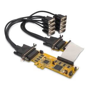 8-Port PCI Express RS232 Serial Adapter Card, PCIe RS232 Serial Card, 16C1050 UART, Low Profile Serial DB9 Controller/Expansion Card, 15kV